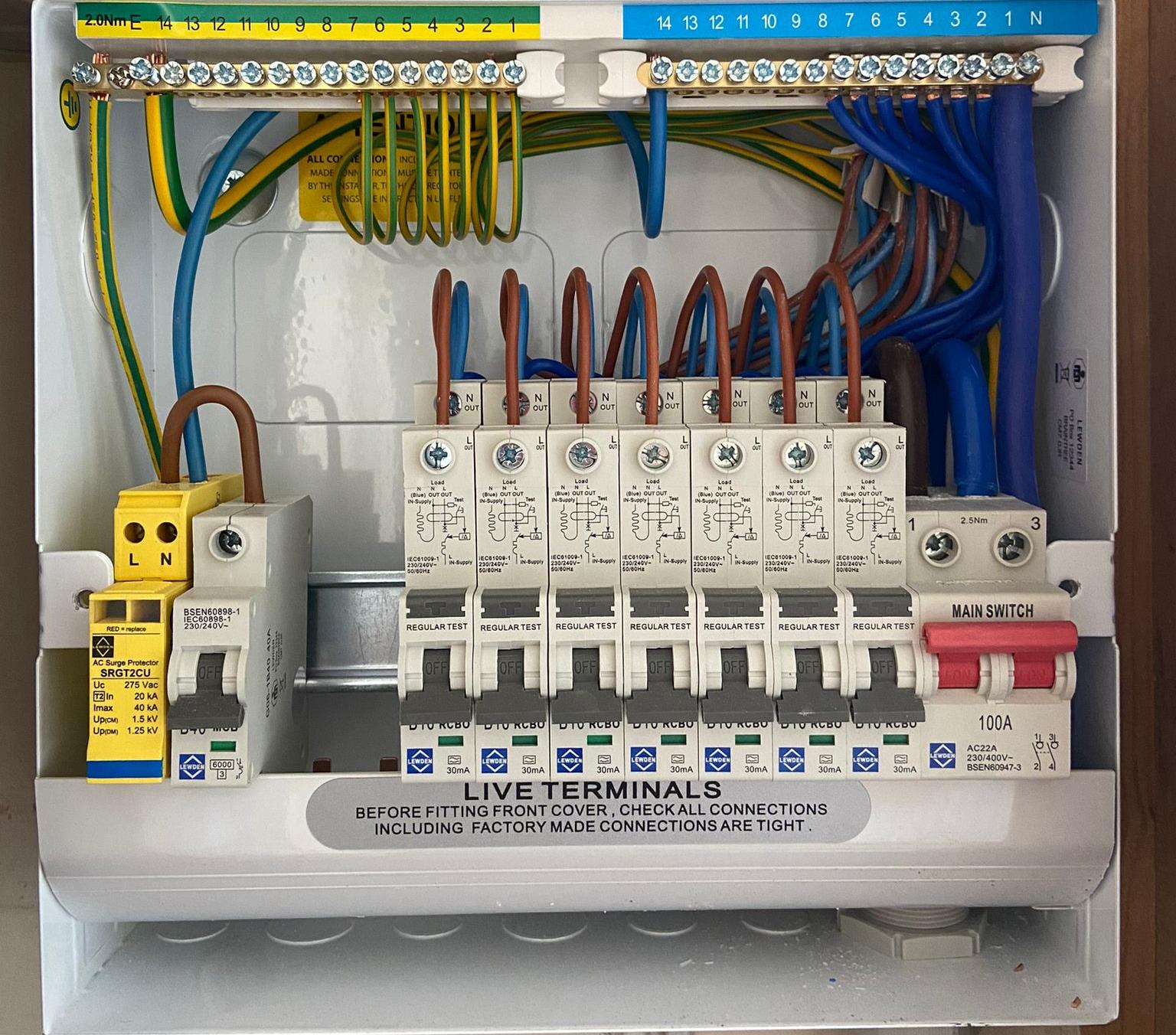 Neatly completed domestic consumer unit