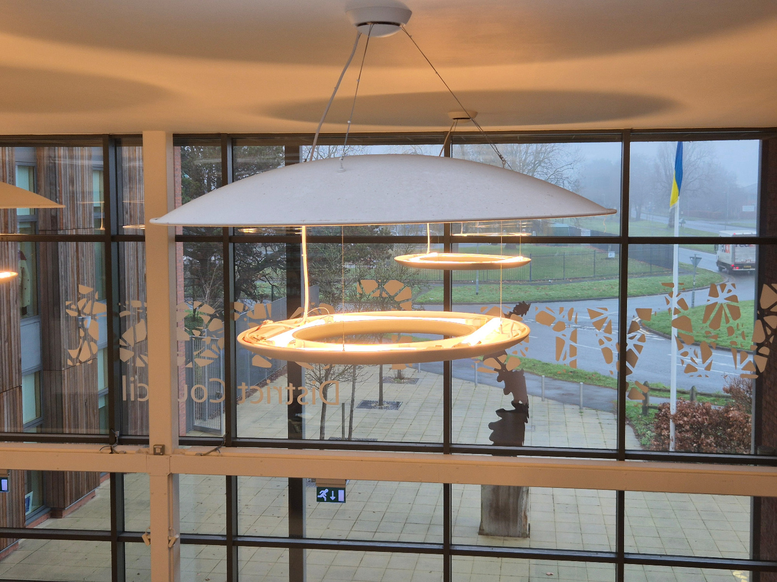 Feature pendant lighting in a modern commercial interior